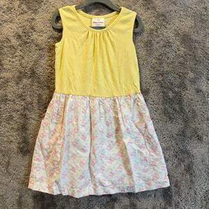 Hanna Andersson Yellow Mixed Media Sleeveless Dress Pockets 100 Girls 5 5T
